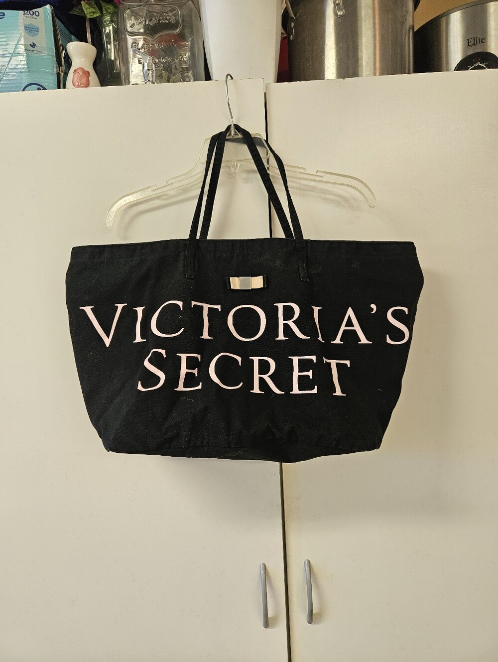 Vintage Victorias Secret Tote Bag Black W/ Pink Writing